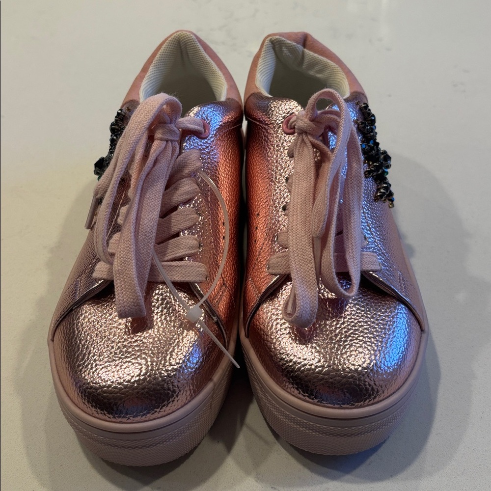 NWT Kurt Geiger London Kids Mini Laney Eye Platform Pink Sneakers Leather Size 4 - Picture 3 of 16